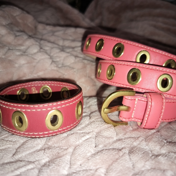 Coach Belt and Bracelet Set of 2 with Gold Toned Bangle Grommet. See Description - Picture 8 of 16